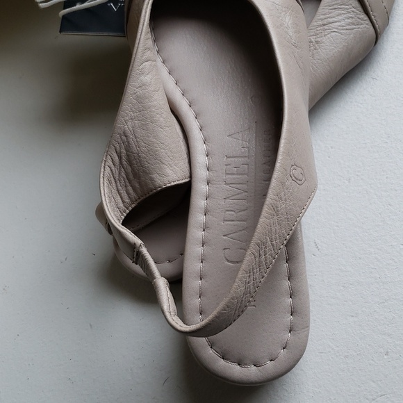 Carmela Women's Chic Beige Pointed Toe Slingback Flat Leather Loafers. NWT - Picture 12 of 14